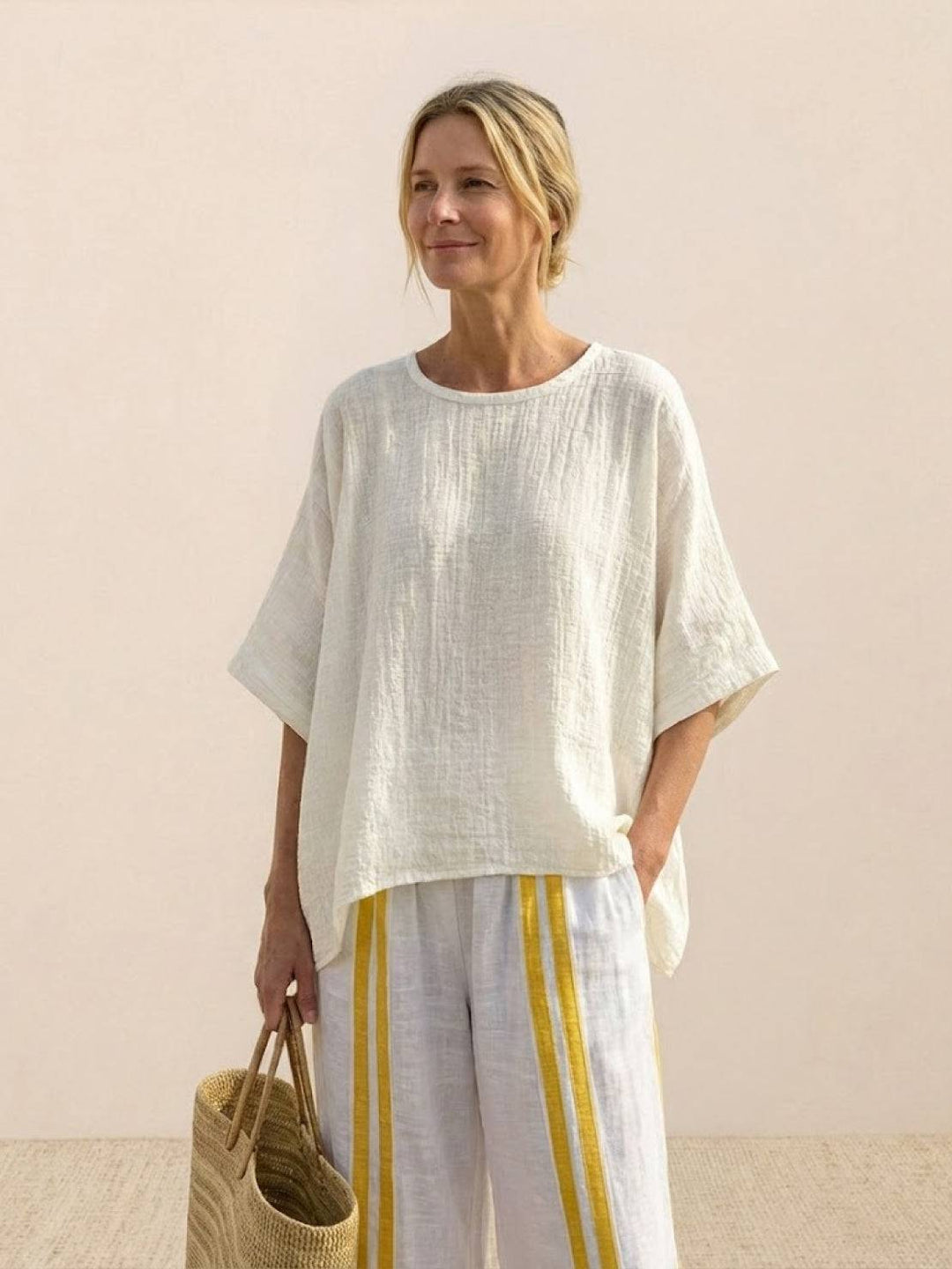 Alma | Women's Embroidered Two-Piece Set Wide Leg Pants Tunic Top