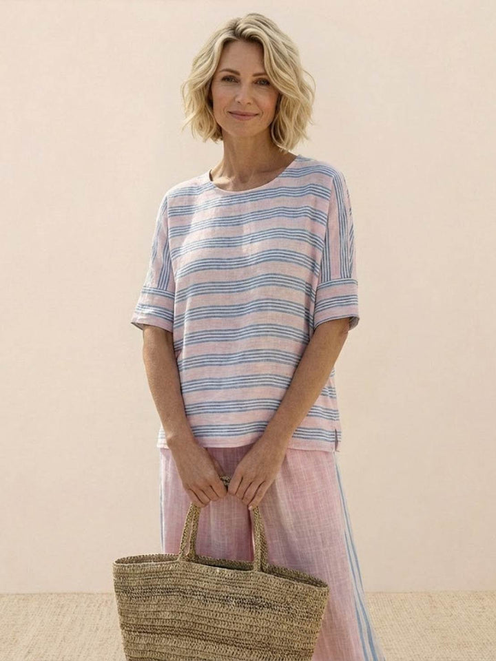Alma | Women's Embroidered Two-Piece Set Wide Leg Pants Tunic Top