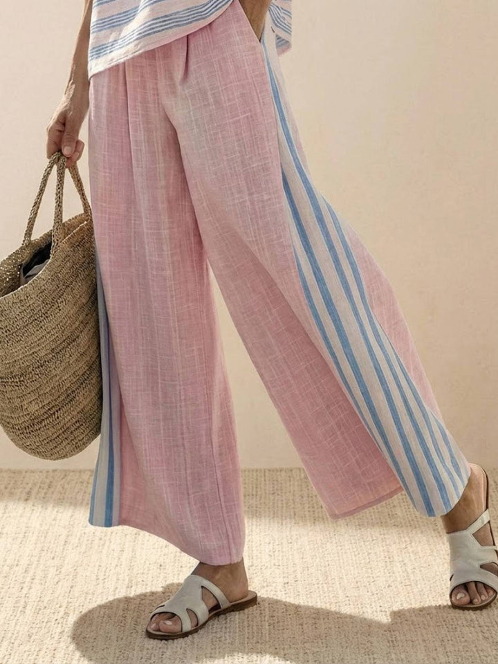Alma | Women's Embroidered Two-Piece Set Wide Leg Pants Tunic Top