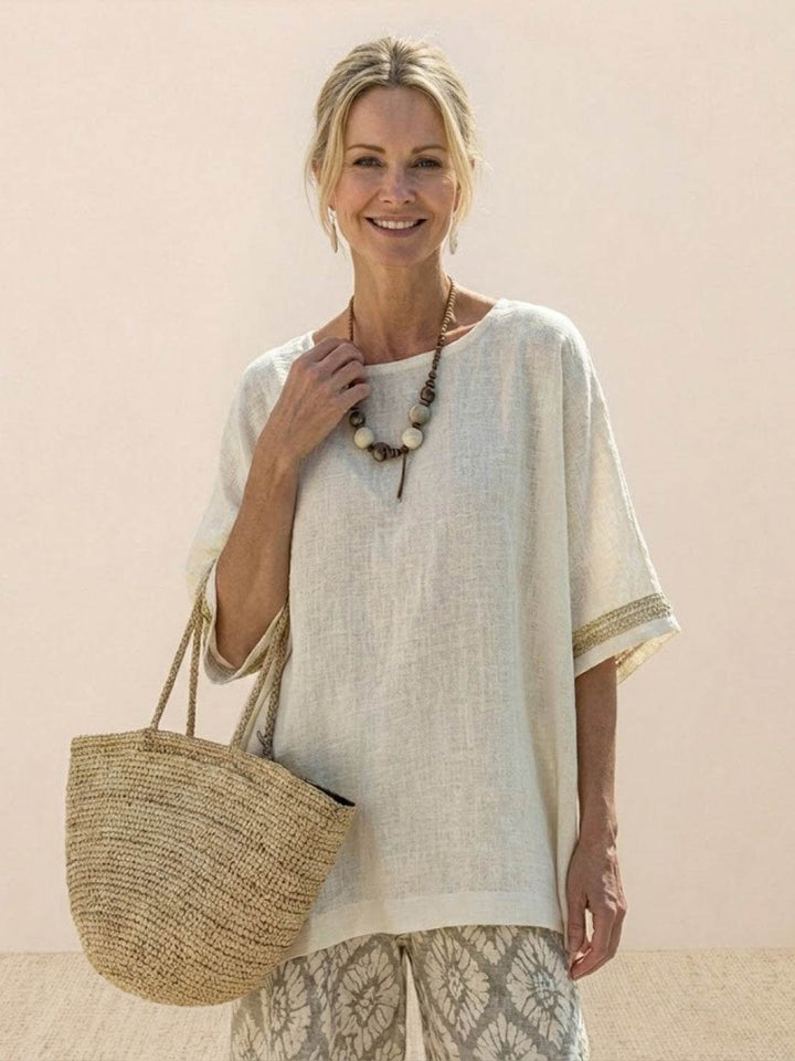 Alma | Women's Embroidered Two-Piece Set Wide Leg Pants Tunic Top