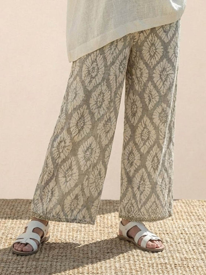 Alma | Women's Embroidered Two-Piece Set Wide Leg Pants Tunic Top