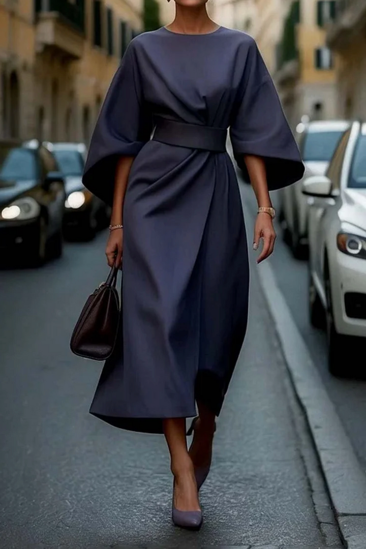 Colveth | Women's Formal Midi Dress with Kimono Sleeves - Black - Image 2