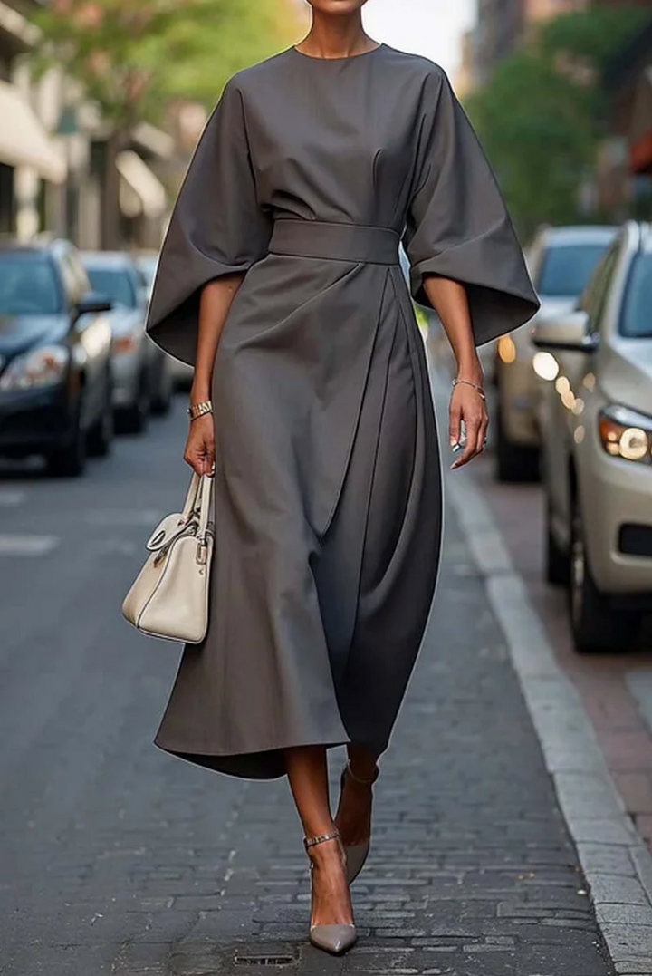 Colveth | Women's Formal Midi Dress with Kimono Sleeves - Black - Image 6