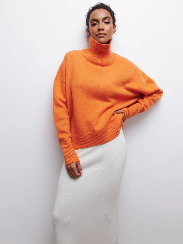 Cordova | Women's Oversized Turtleneck Sweater - Orange - Image 1