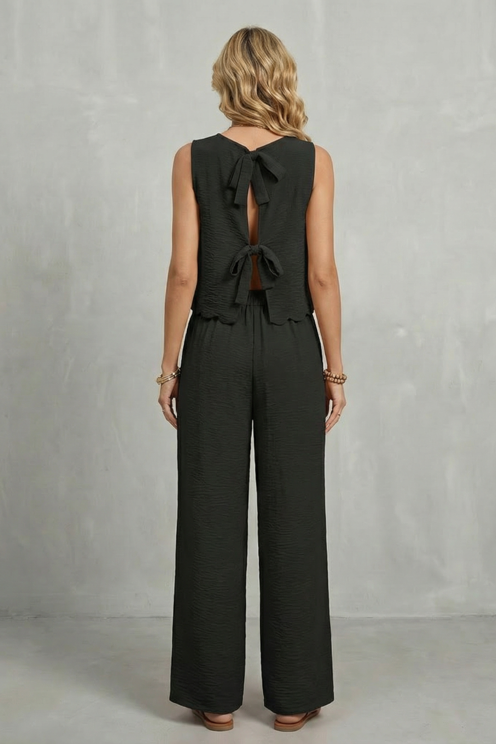 Cordwen | Women's Two Piece Set Wide Leg Pants - Black - Image 4
