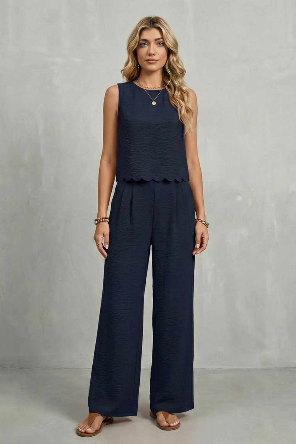 Cordwen | Women's Two Piece Set Wide Leg Pants - Black - Image 6