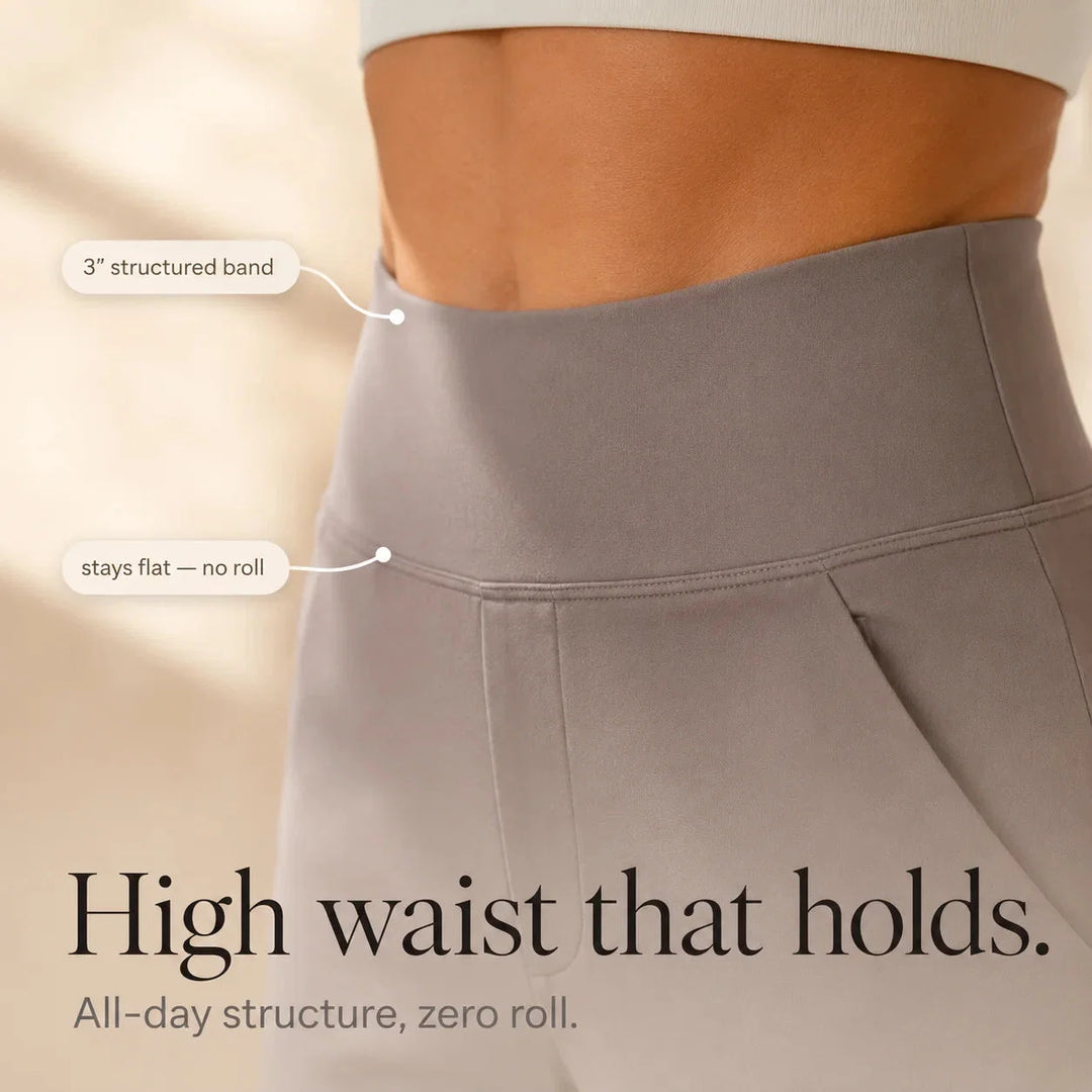 Cordwyn | Women's High Waist Stretch Shorts with Pockets - Taupe - Image 7