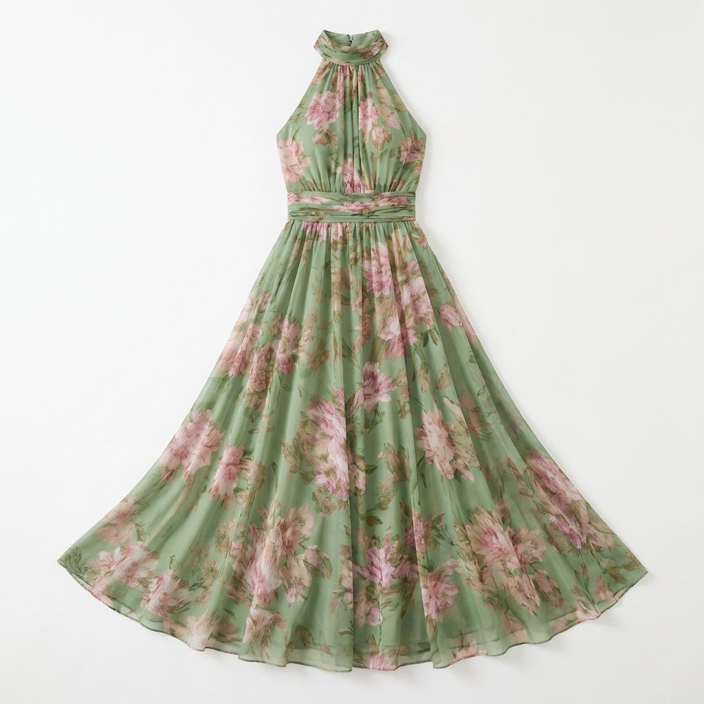 Corenne | Women's Floral Halter Maxi Dress - Floral - Image 11