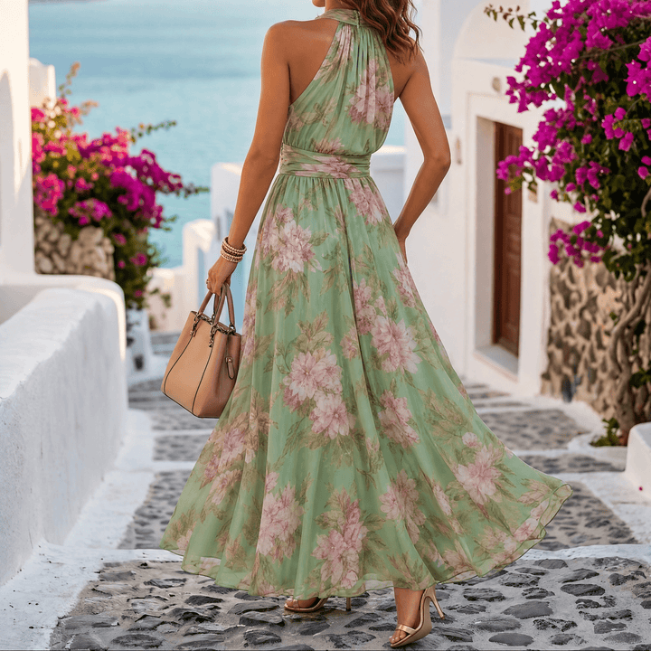 Corenne | Women's Floral Halter Maxi Dress - Floral - Image 12