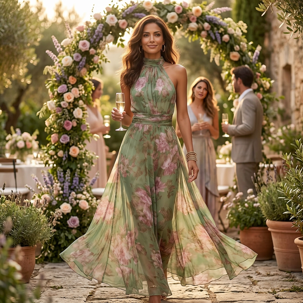 Corenne | Women's Floral Halter Maxi Dress - Floral - Image 2
