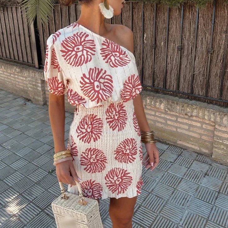 Corenne | Women's One Shoulder Floral Mini Dress - Image 1