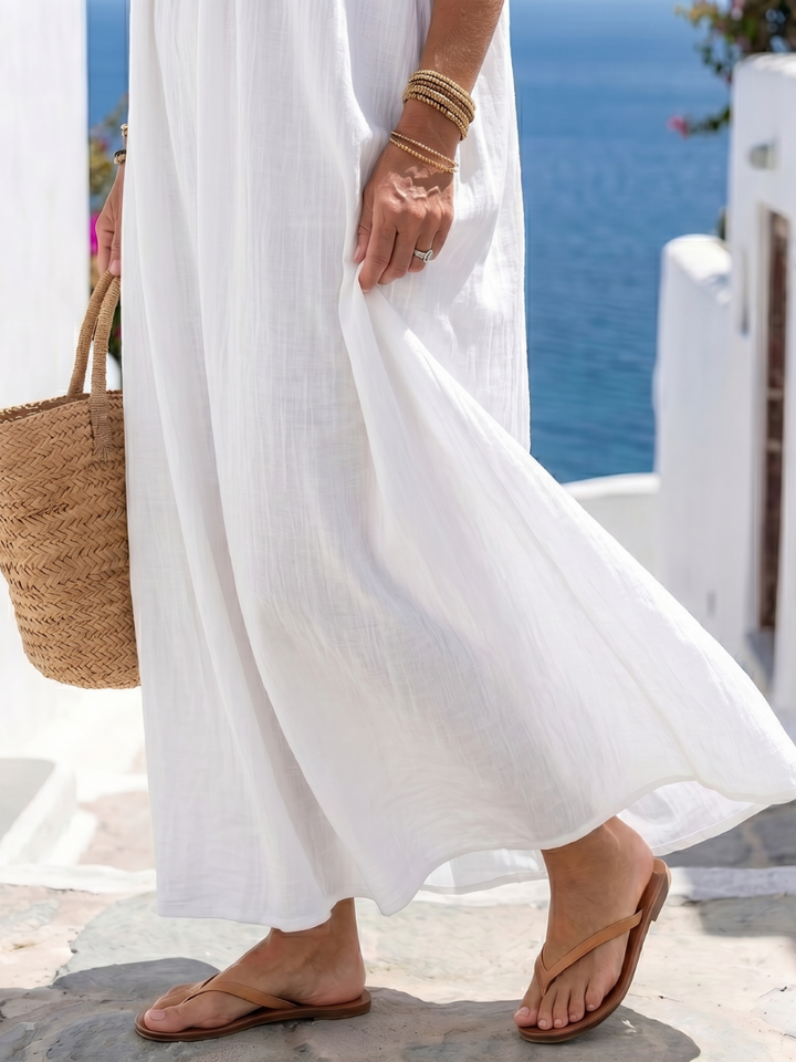 Corinna | Women's Relaxed Fit White Maxi Dress - White - Image 3