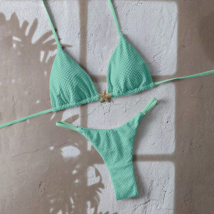 Corven | Women's Bikini Set Triangle Top Thong - Blue - Image 13