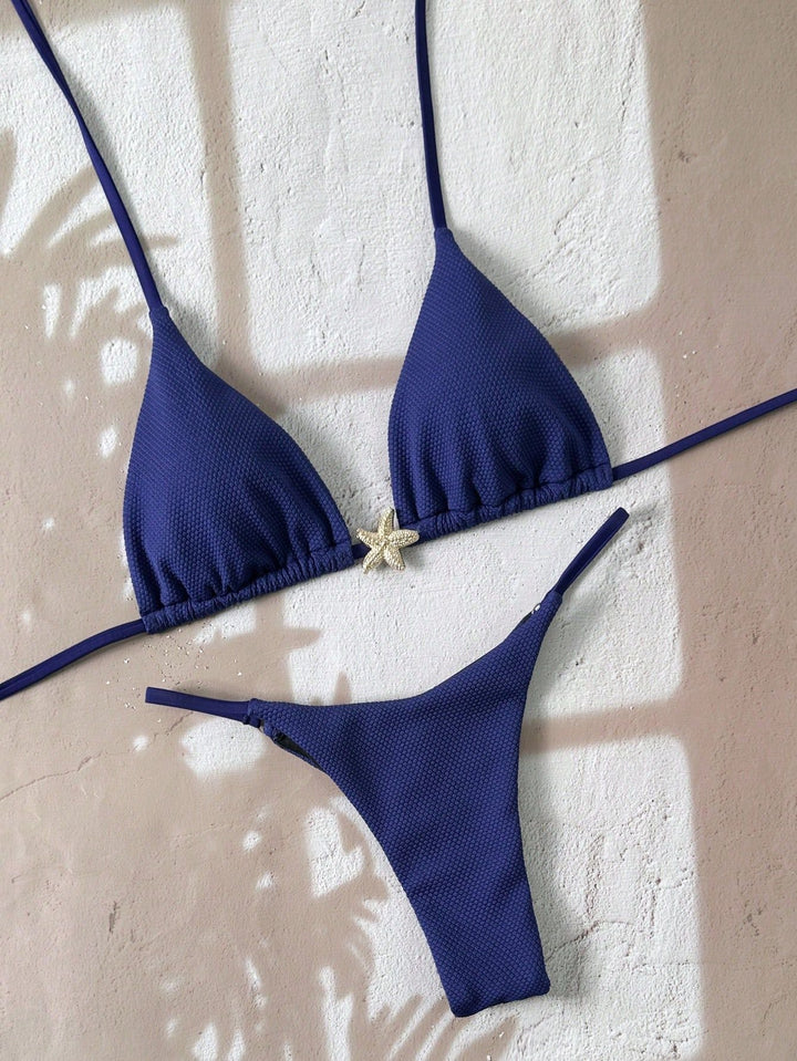 Corven | Women's Bikini Set Triangle Top Thong - Blue - Image 14