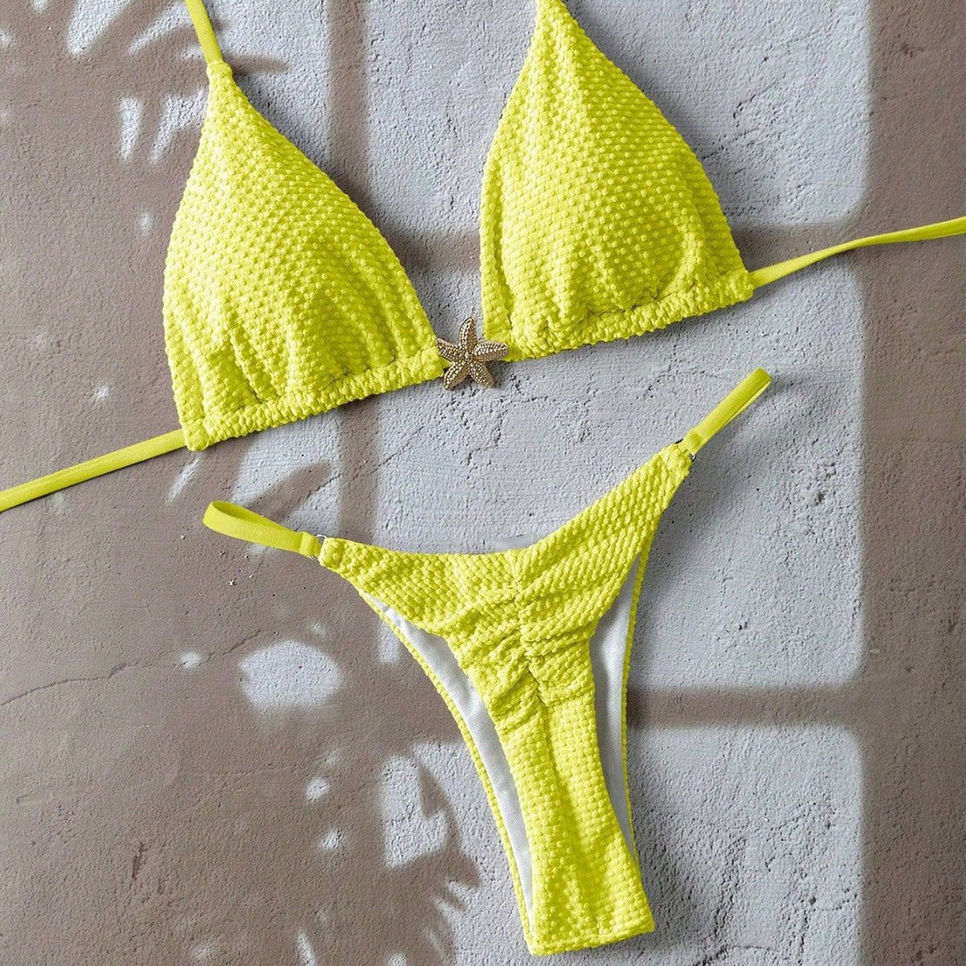 Corven | Women's Bikini Set Triangle Top Thong - Blue - Image 5