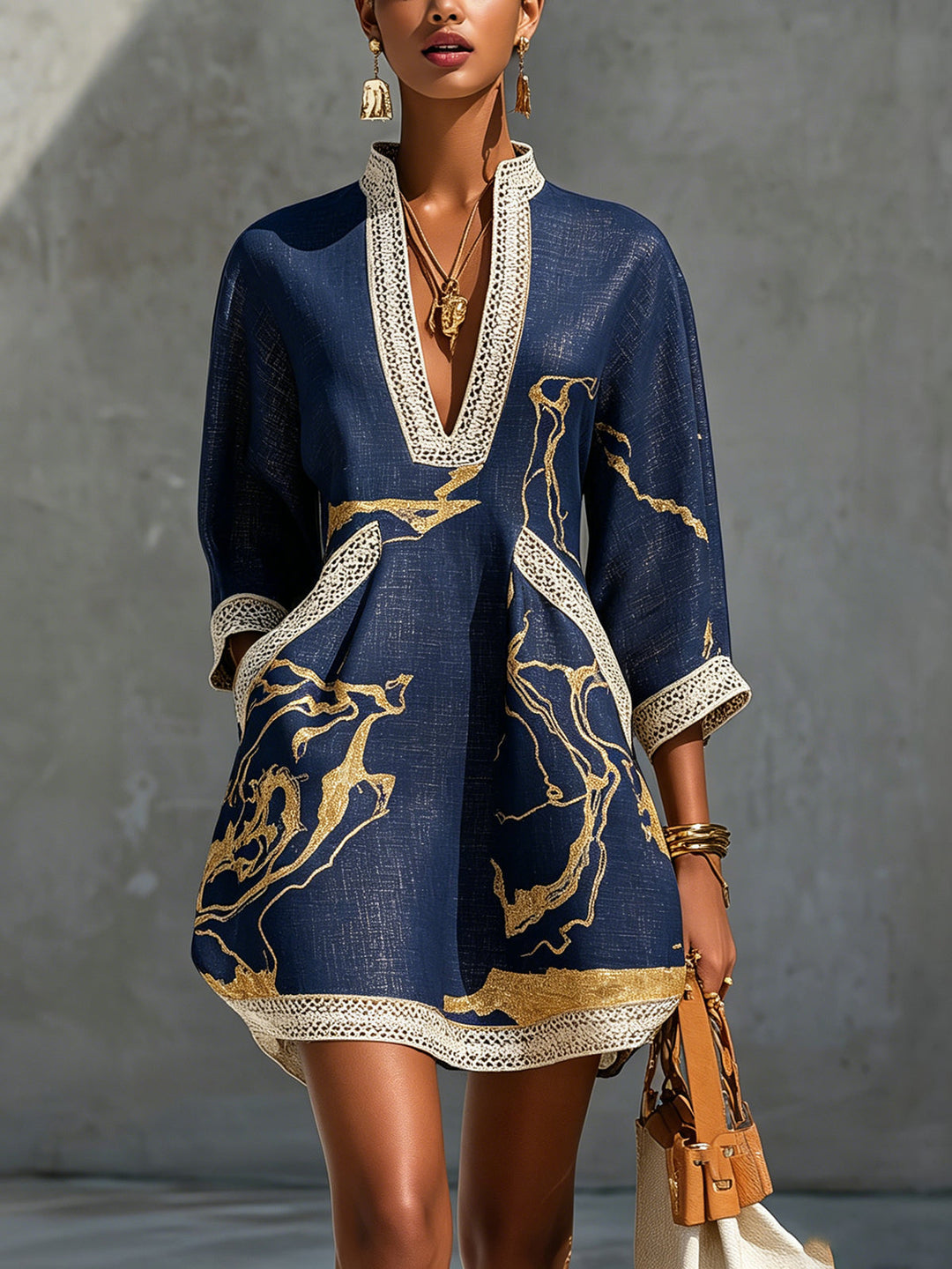 Corvenelle | Women's Mini Dress Print - Navy - Image 1
