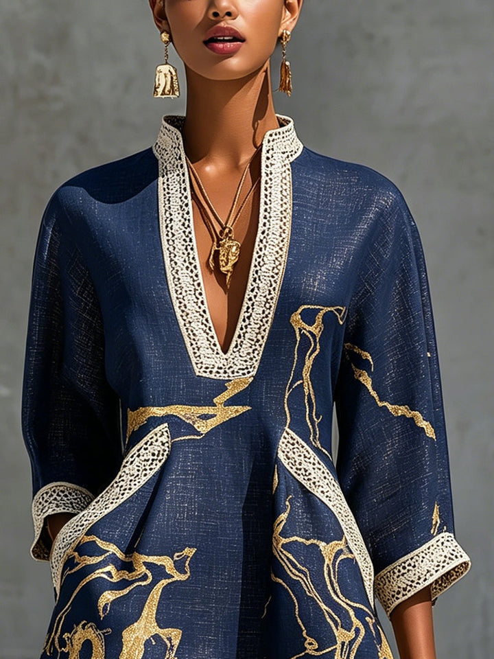 Corvenelle | Women's Mini Dress Print - Navy - Image 3
