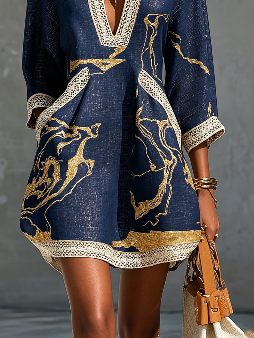 Corvenelle | Women's Mini Dress Print - Navy - Image 4