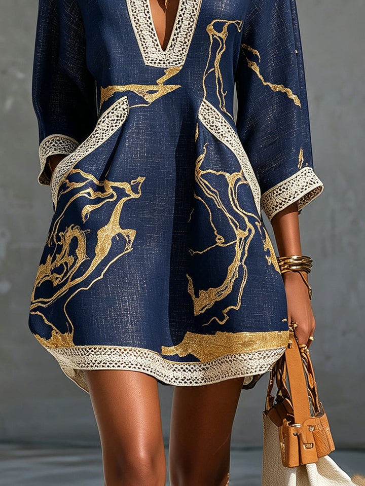 Corvenelle | Women's Mini Dress Print - Navy - Image 4