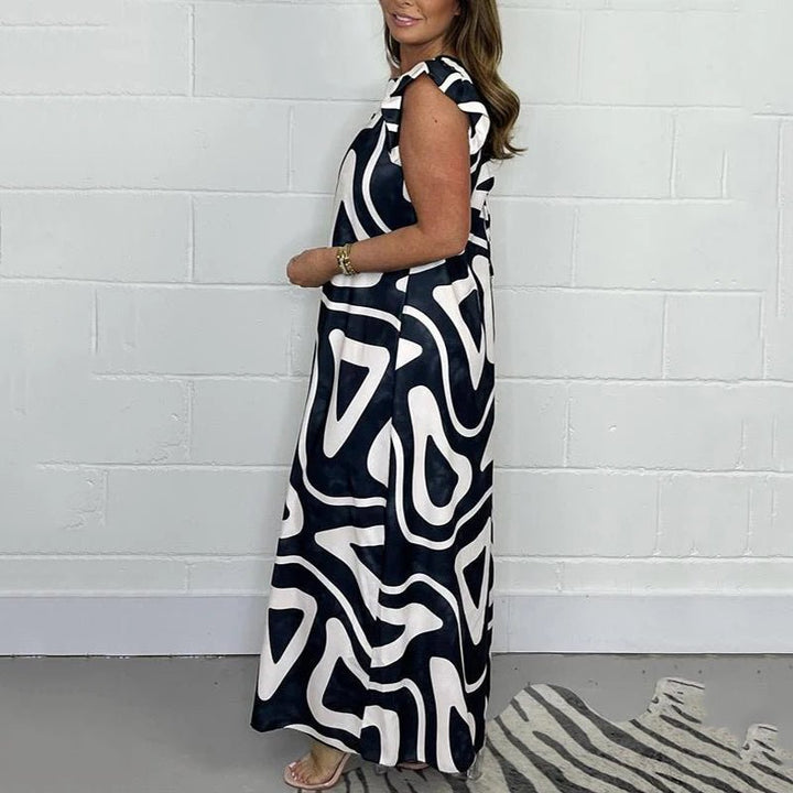 Corwen | Women's Abstract Print Wide-Leg Maxi Jumpsuit - Image 3