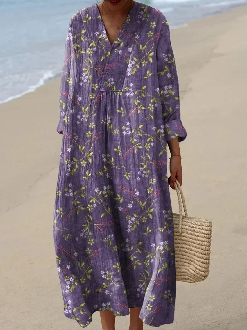 Corwen | Women's Floral Print Midi Dress - Purple - Image 1