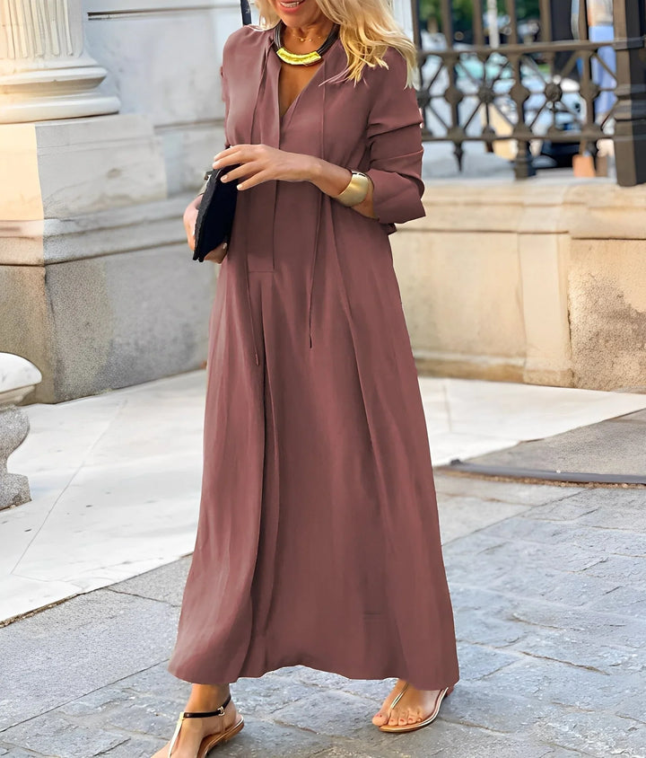 Corwenne | Women's Maxi Dress Tie-Front A-Line - Image 4