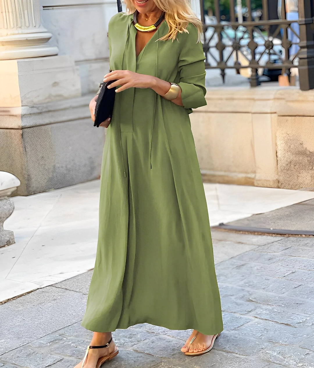 Corwenne | Women's Maxi Dress Tie-Front A-Line - Image 5