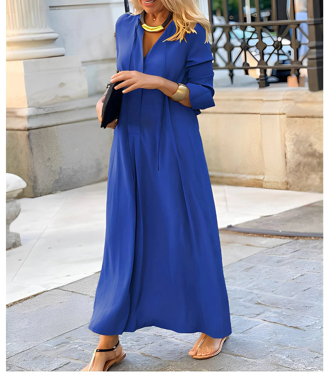 Corwenne | Women's Maxi Dress Tie-Front A-Line - Image 6