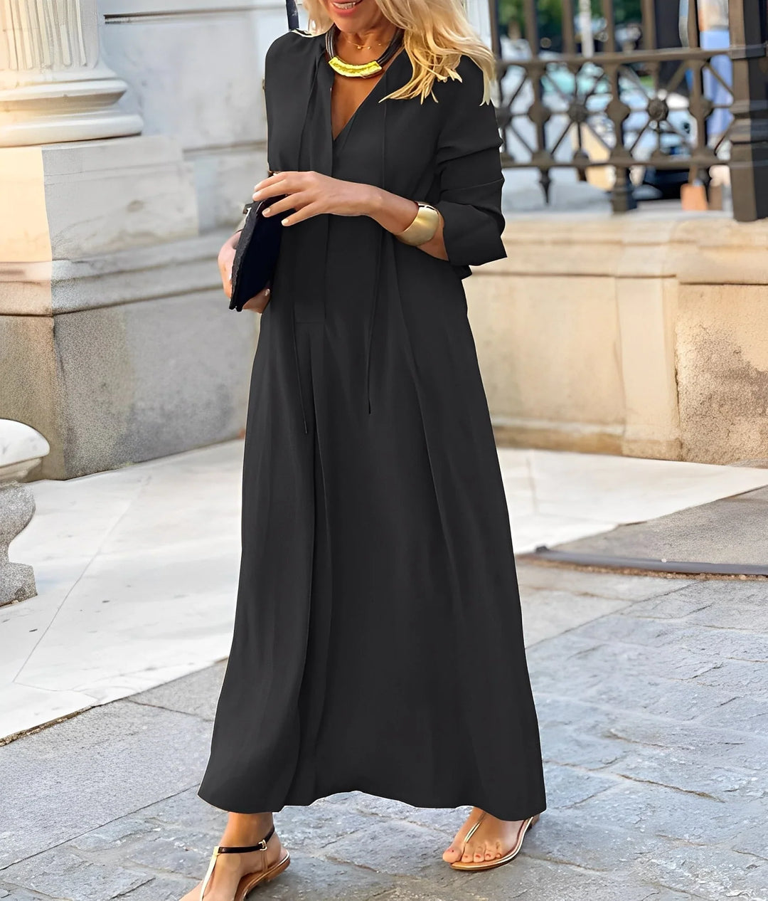 Corwenne | Women's Maxi Dress Tie-Front A-Line - Image 7