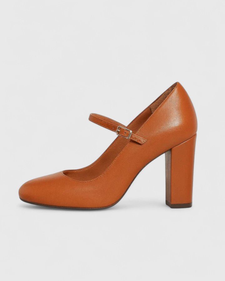 Corwyn | Women's Block Heel Mary Jane Pumps - Camel - Image 2
