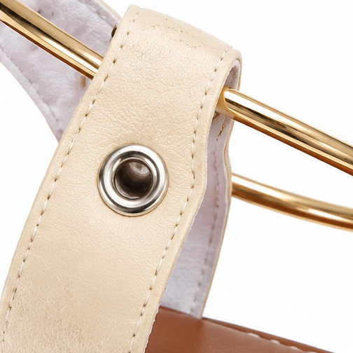 Corwyn | Women's Bow Flat Sandals with Pearl Ankle Cuff - Cream - Image 13