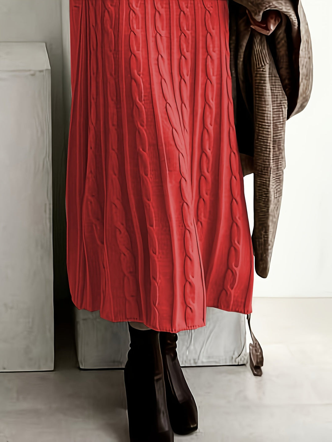 Corwyn | Women's Cable-Knit Maxi Sweater Dress - Cream - Image 10