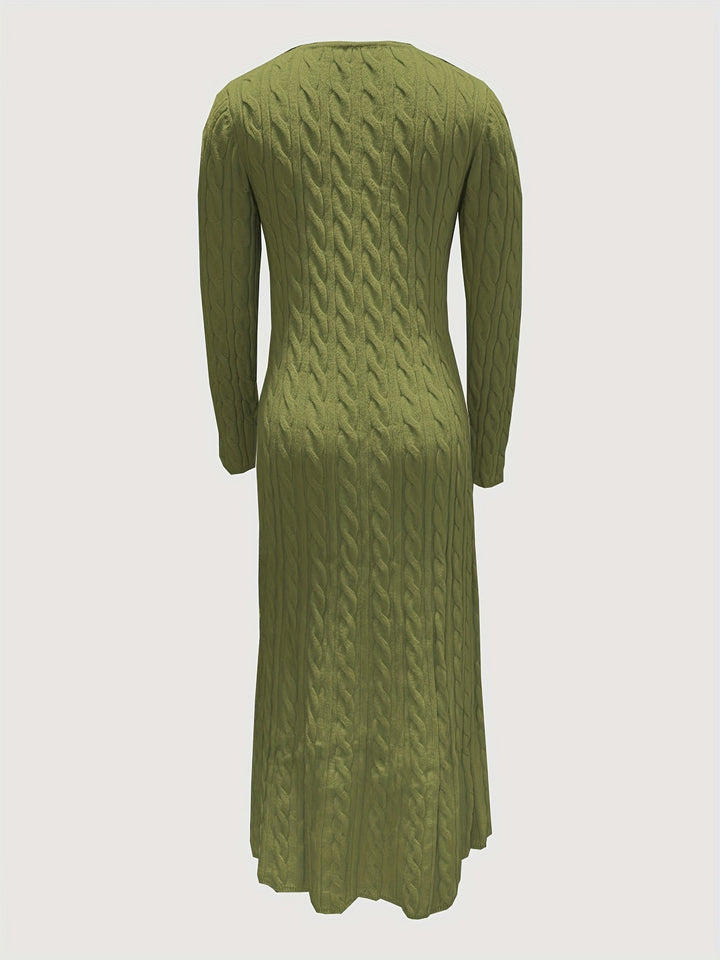 Corwyn | Women's Cable-Knit Maxi Sweater Dress - Cream - Image 12