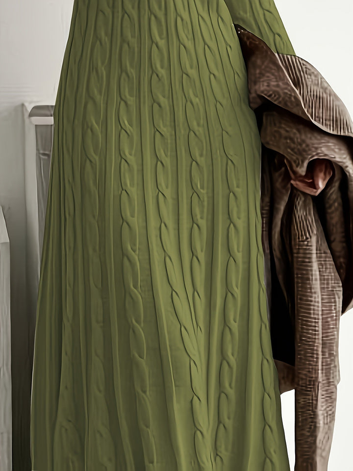 Corwyn | Women's Cable-Knit Maxi Sweater Dress - Cream - Image 16