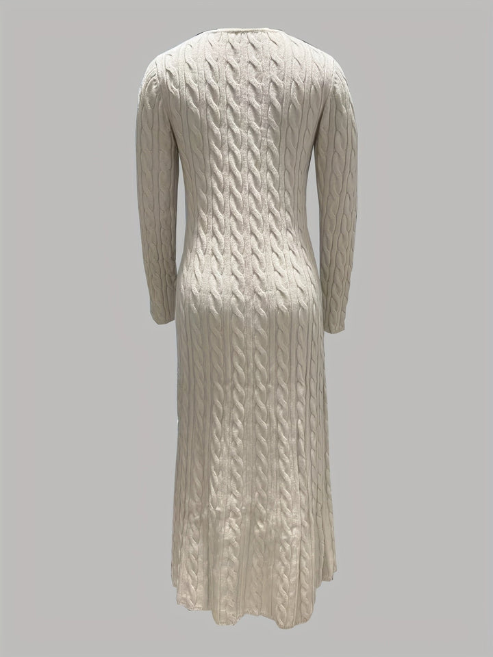 Corwyn | Women's Cable-Knit Maxi Sweater Dress - Cream - Image 3