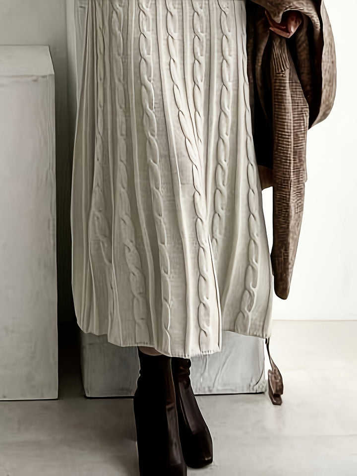 Corwyn | Women's Cable-Knit Maxi Sweater Dress - Cream - Image 5