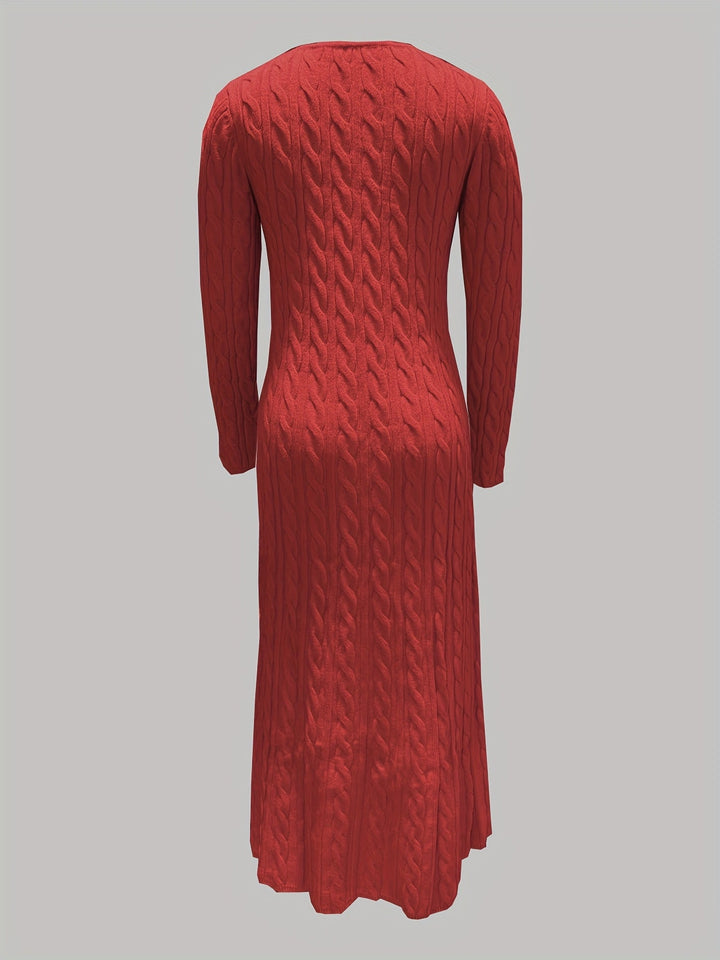 Corwyn | Women's Cable-Knit Maxi Sweater Dress - Cream - Image 8