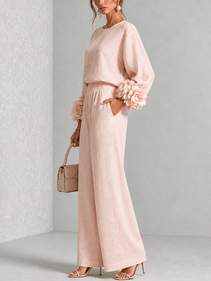 Corwynne | Women's Linen Two Piece Set Wide Leg - Pink - Image 10