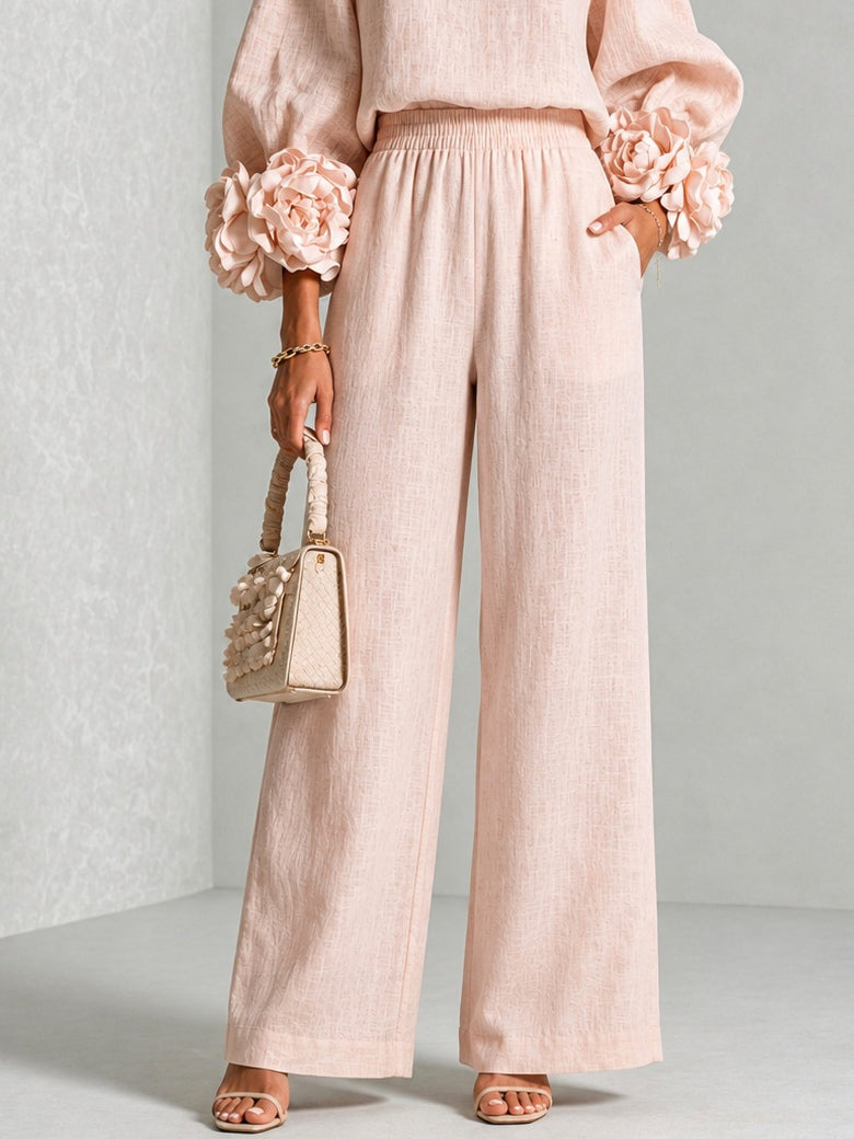 Corwynne | Women's Linen Two Piece Set Wide Leg - Pink - Image 11
