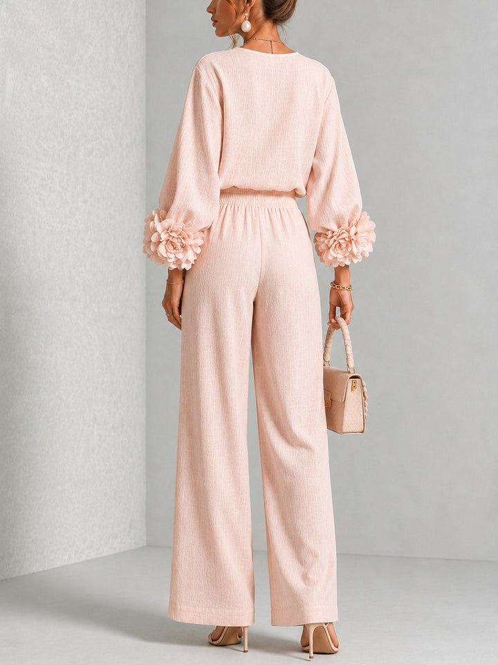 Corwynne | Women's Linen Two Piece Set Wide Leg - Pink - Image 9