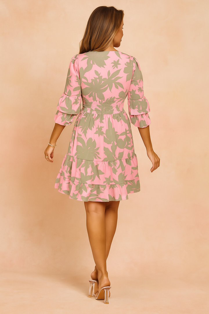 Cressida | Women's Floral Print Mini Dress - Pink - Image 2