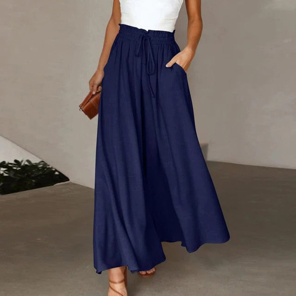 Cressida | Women's Two Piece Set Crop Top Wide Leg Pants - White - Image 2