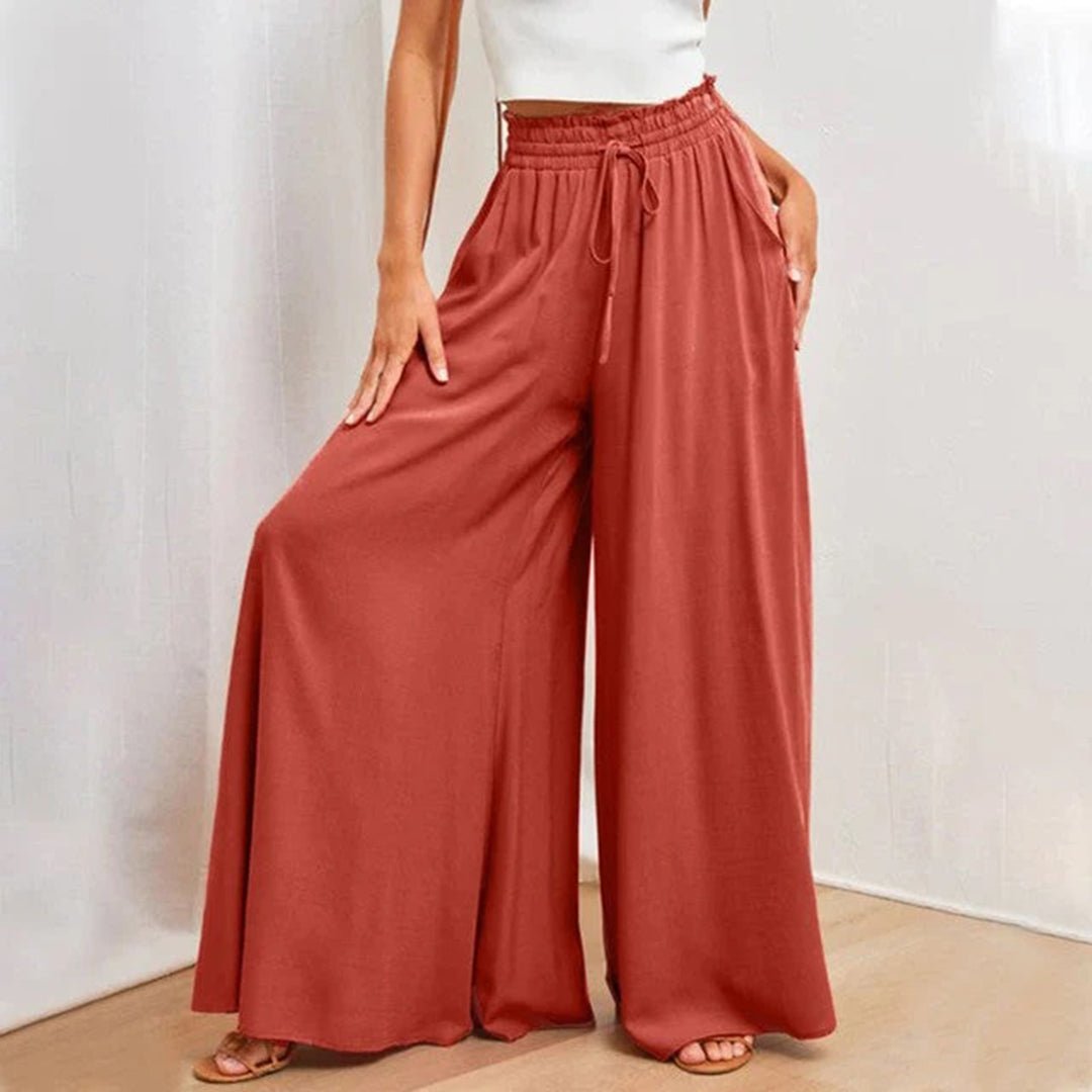Cressida | Women's Two Piece Set Crop Top Wide Leg Pants - White - Image 3