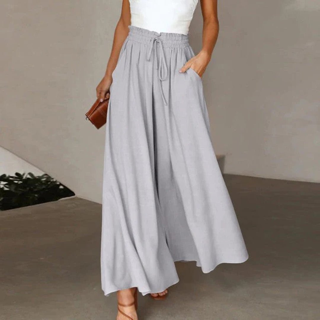 Cressida | Women's Two Piece Set Crop Top Wide Leg Pants - White - Image 4