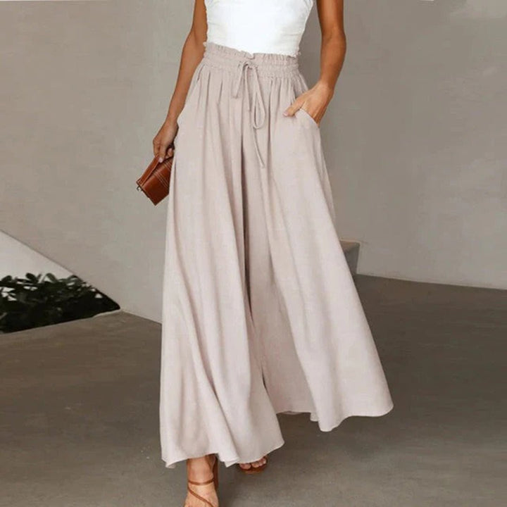Cressida | Women's Two Piece Set Crop Top Wide Leg Pants - White - Image 6