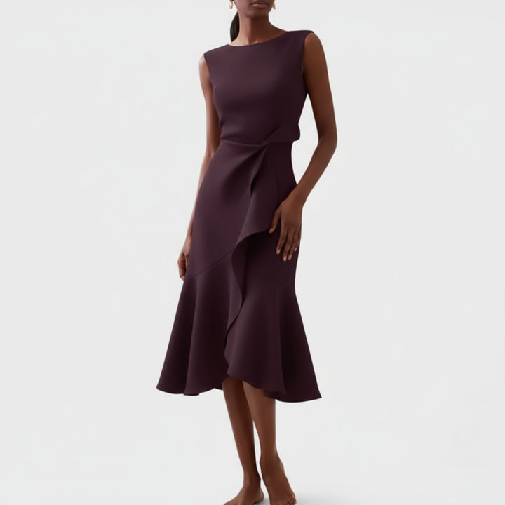 Sheila™ | Draped Asymmetric Midi Dress