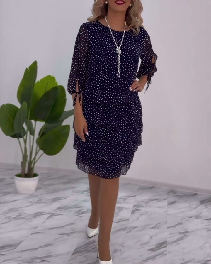 Sophia | Women's Tiered Polka Dot Dress with Split Sleeves