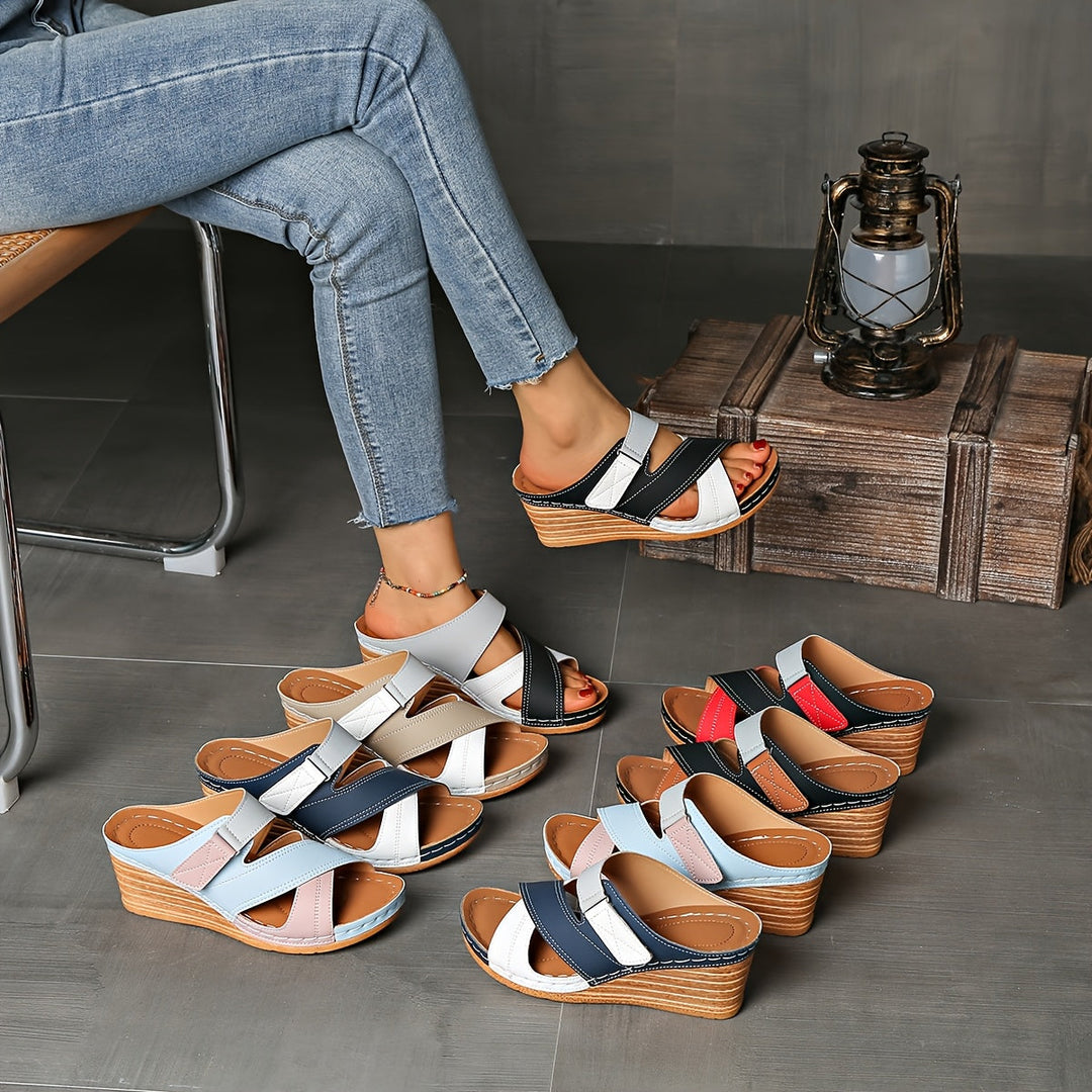 Marina™ | Colorblock Wedge Slides - Comfortable Sandals