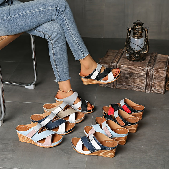 Marina™ | Colorblock Wedge Slides - Comfortable Sandals