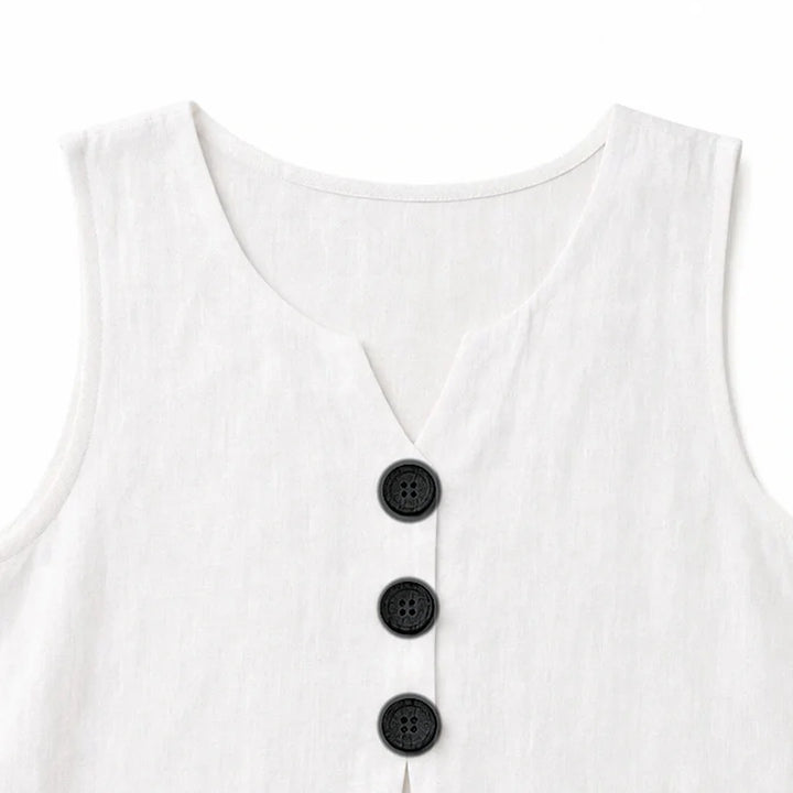 Dalisay | Women's Sleeveless Button-Front Tank Top - White - Image 7